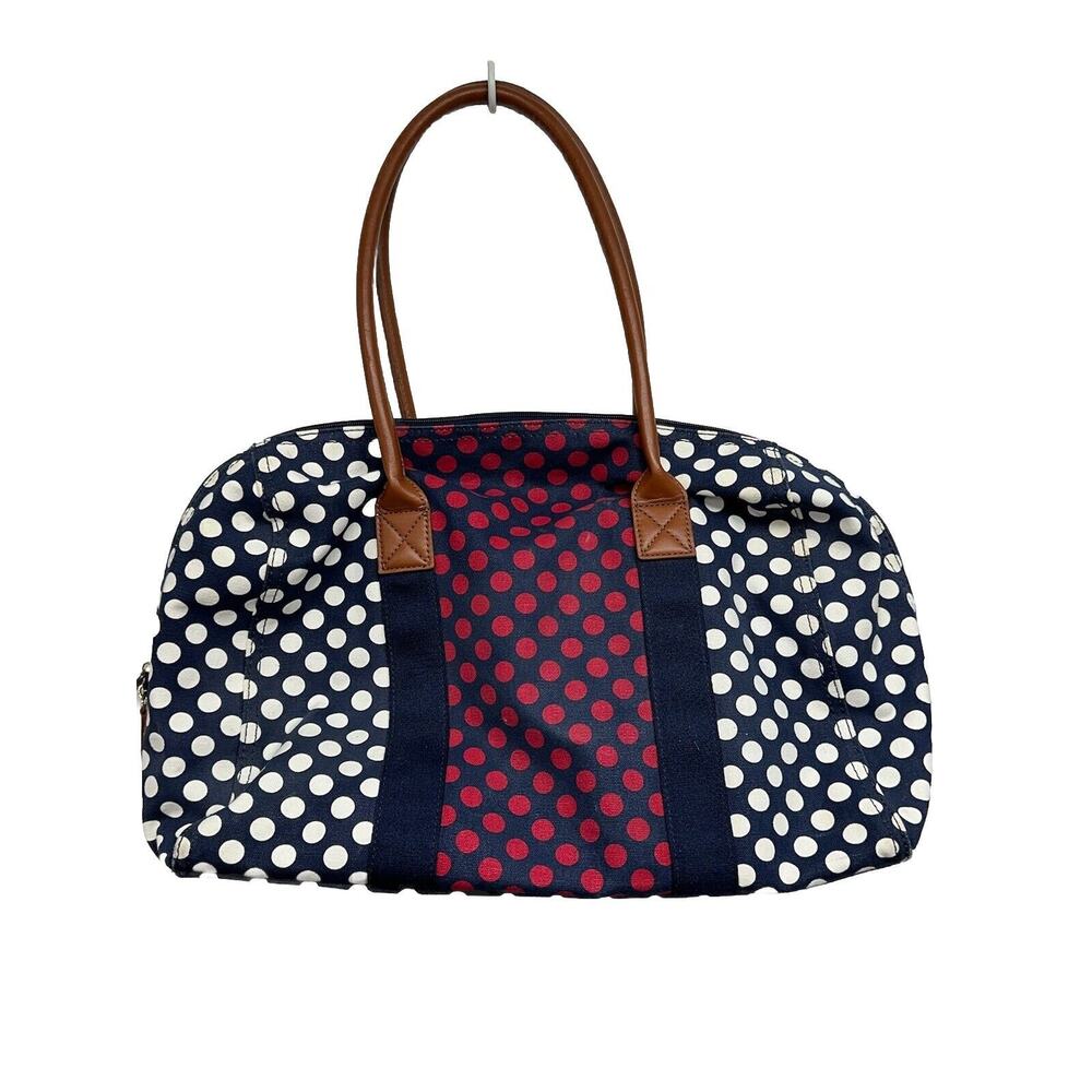 Tommy Hilfiger Canvas Zippered Tote Bag Red White Blue Overnight Classic - Picture 4 of 8